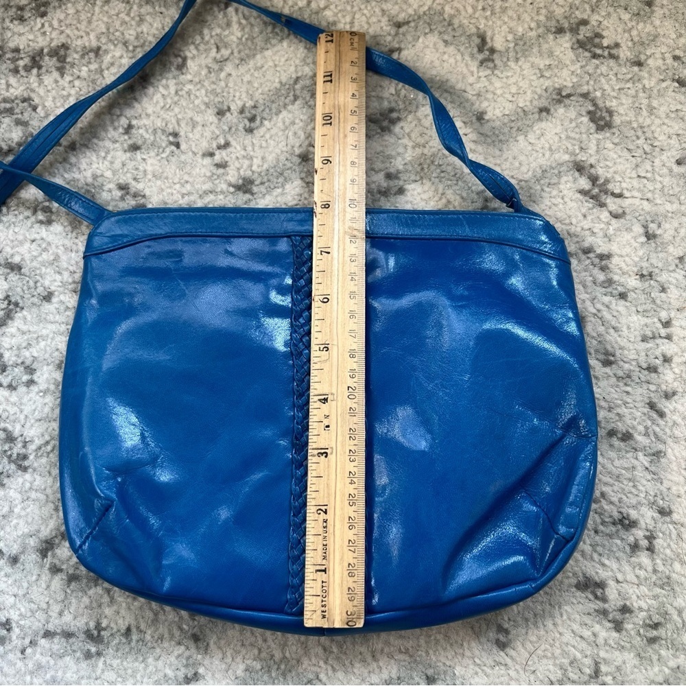 Vintage Caressa Spain Blue Leather Crossbody Bag - Picture 13 of 15